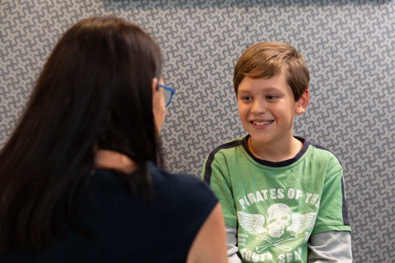 child boy with audiologist